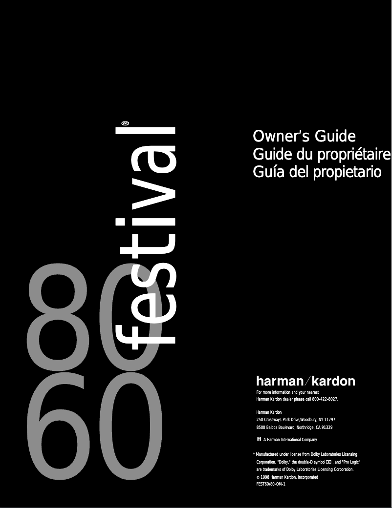 Page 1 of the manual User Manual Harman Kardon Festival 60