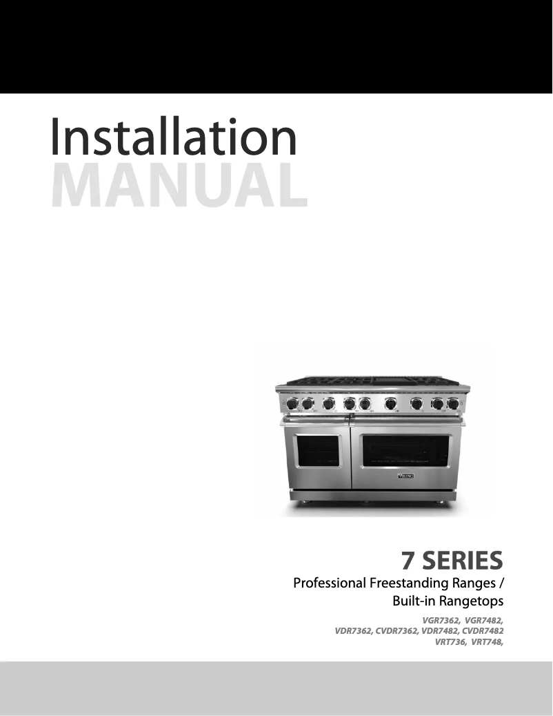 Page 1 of the manual Installation Guide Viking VGR74828BWHLP