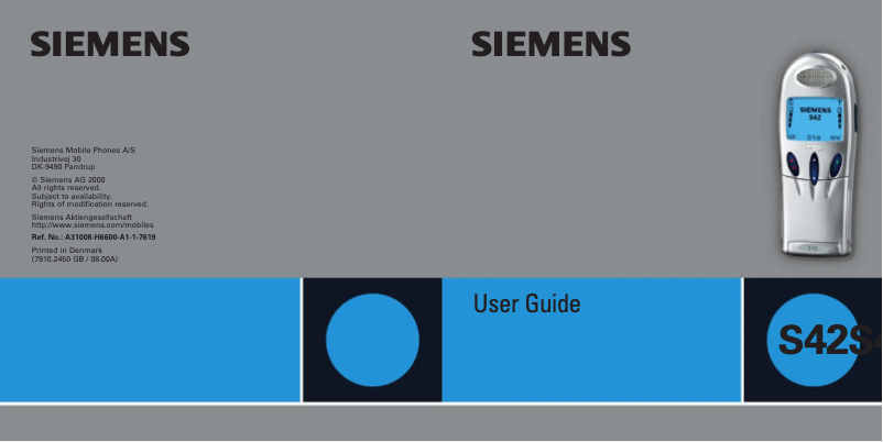 Page 1 de la notice Manuel utilisateur Siemens S42