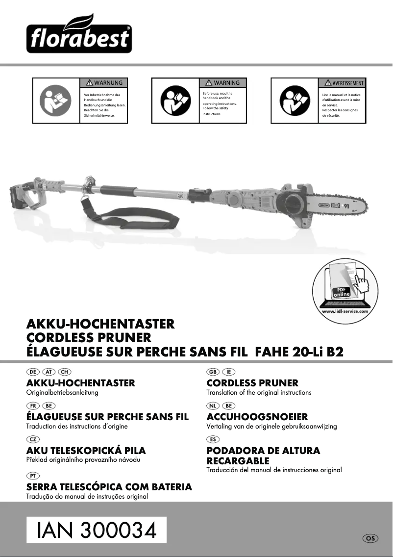 Page 1 of the manual User Manual Parkside FAHE 20-Li B2