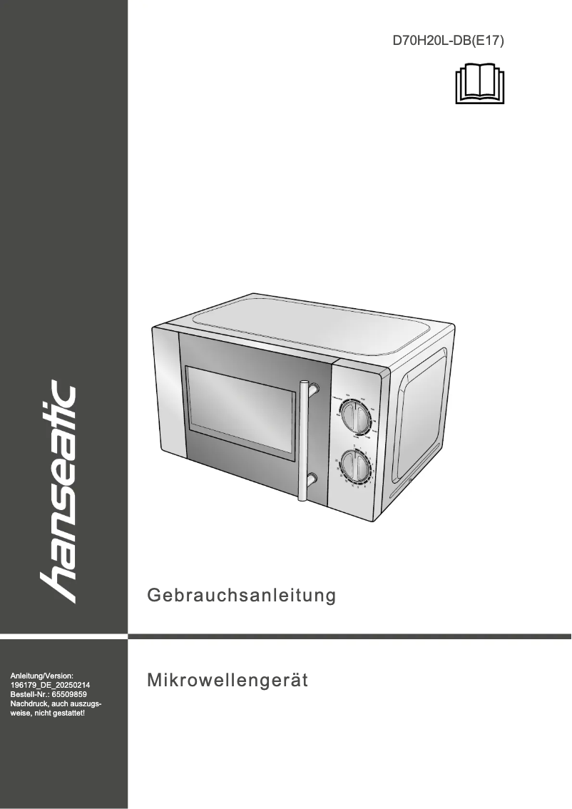 Page 1 of the manual User Manual Hanseatic D70H20L-DB