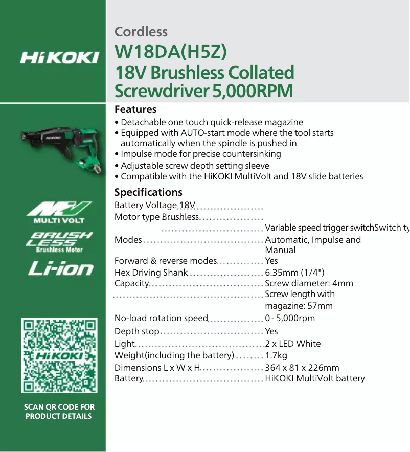 First page image of the manual for W 18DA