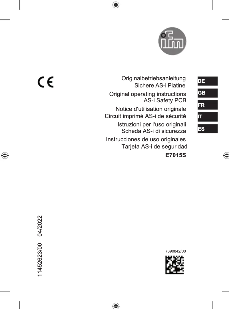 Page 1 of the manual User Manual IFM E7015S