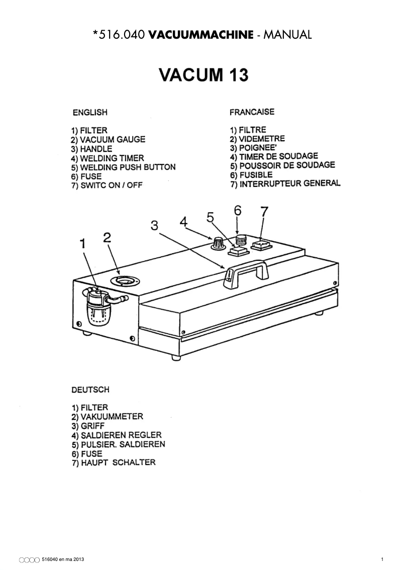 First page image of the manual for 516040