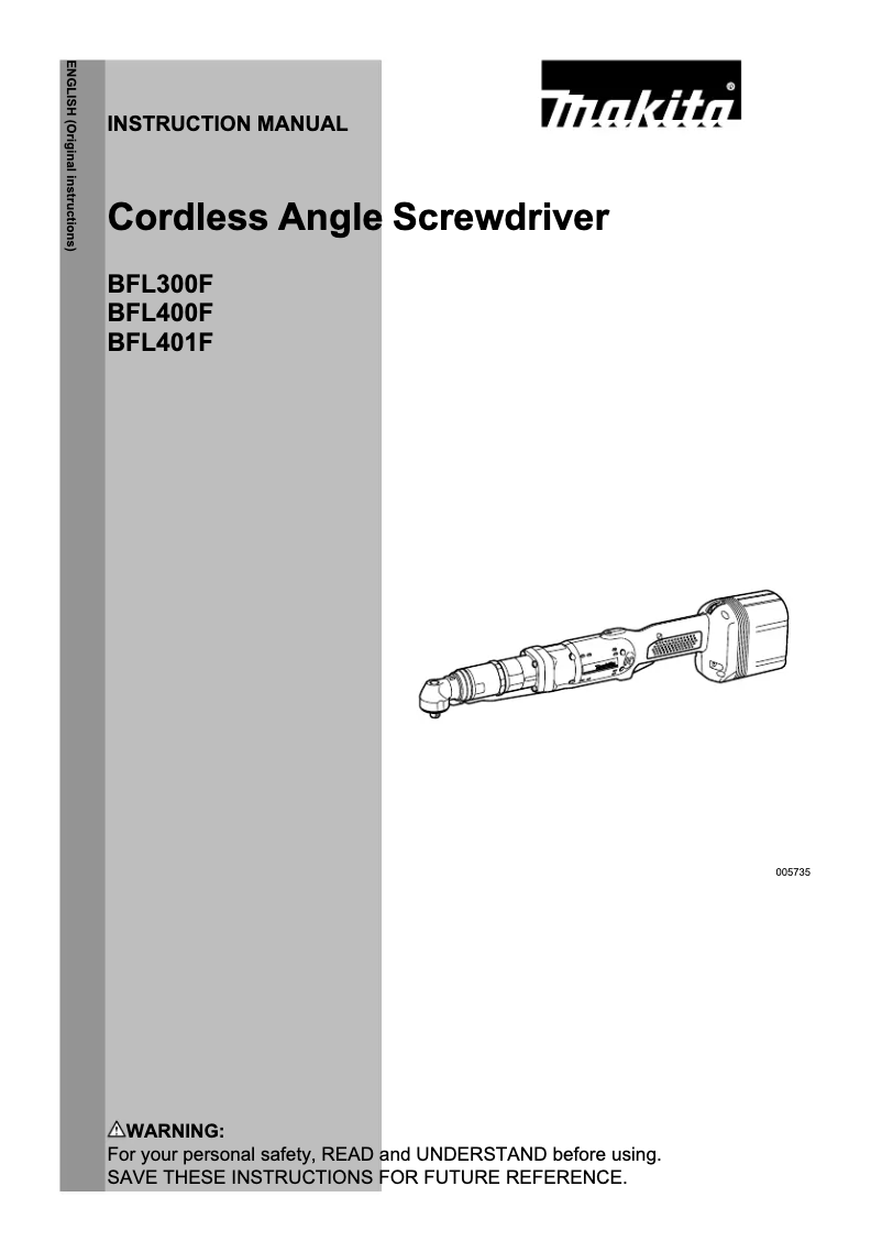 Page 1 of the manual User Manual Makita DFL300FZ