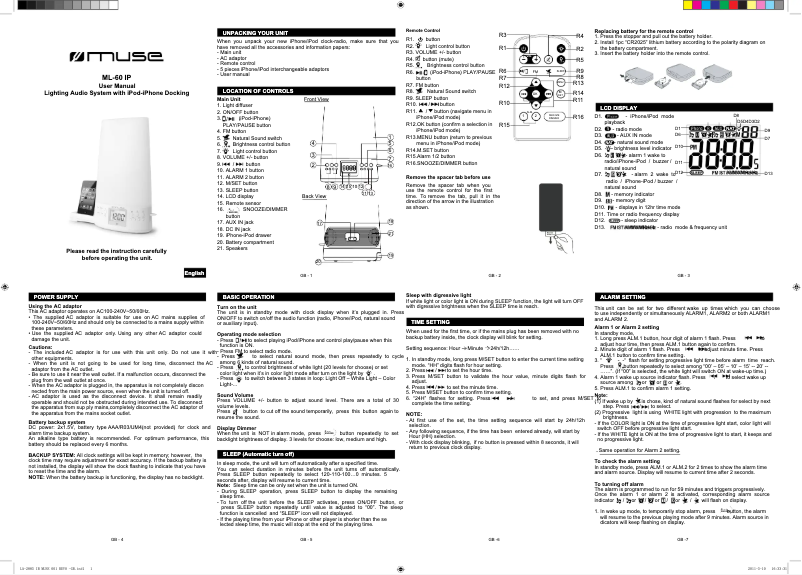 First page image of the manual for ML-60 IP
