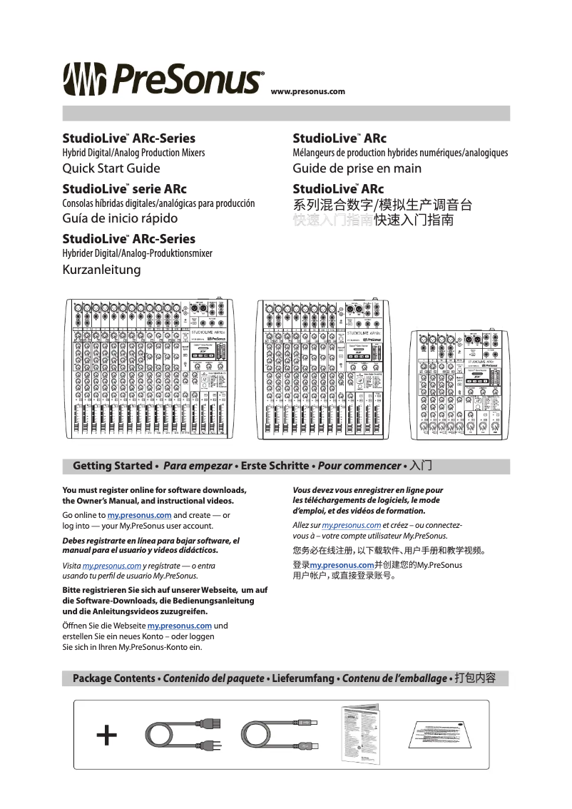 First page image of the manual for StudioLive AR12c