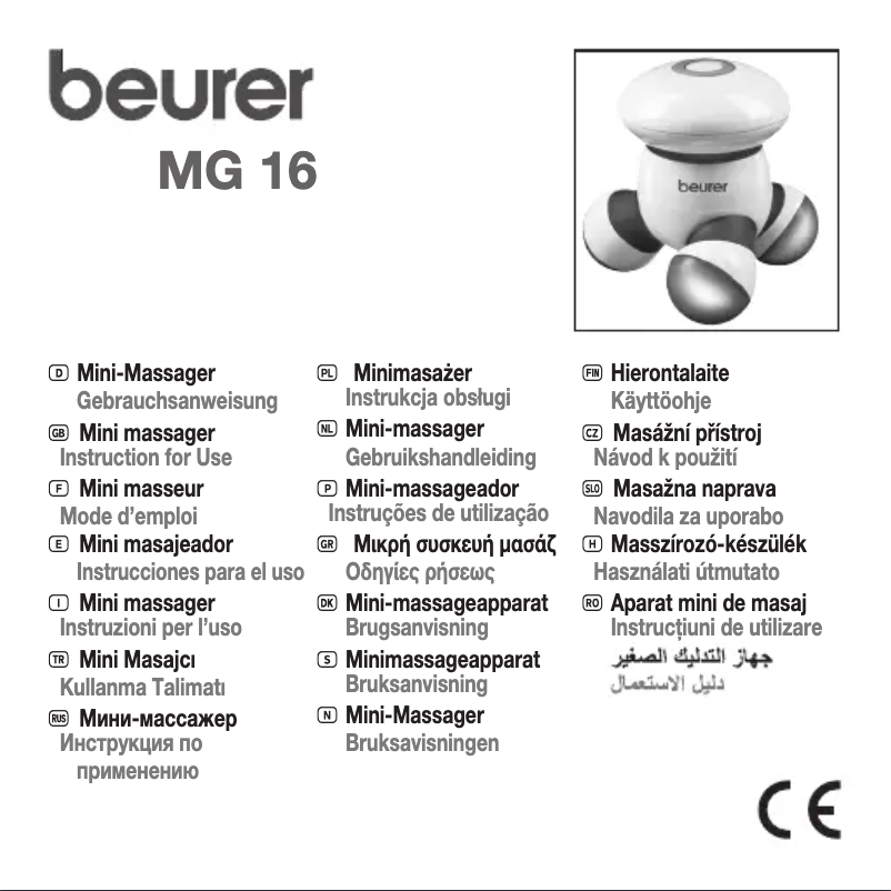 Page 1 of the manual User Manual Beurer MG 16