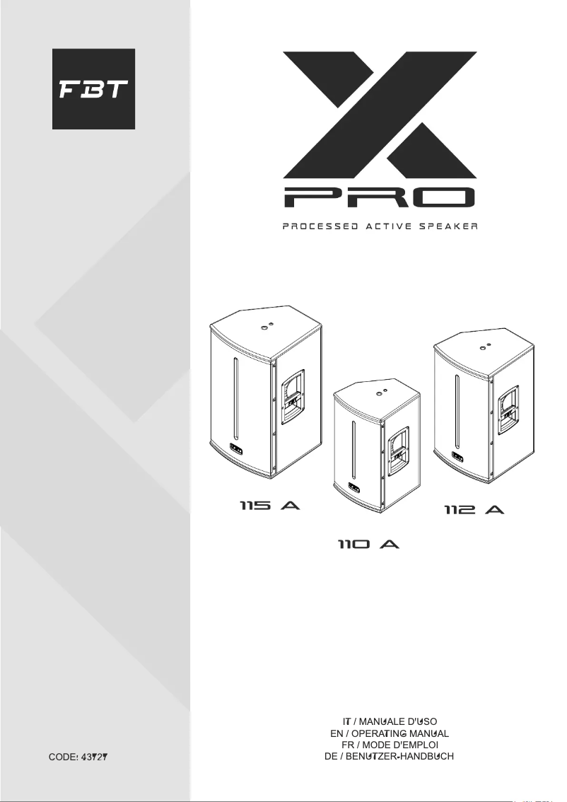 Page 1 of the manual User Manual FBT X-PRO 112A