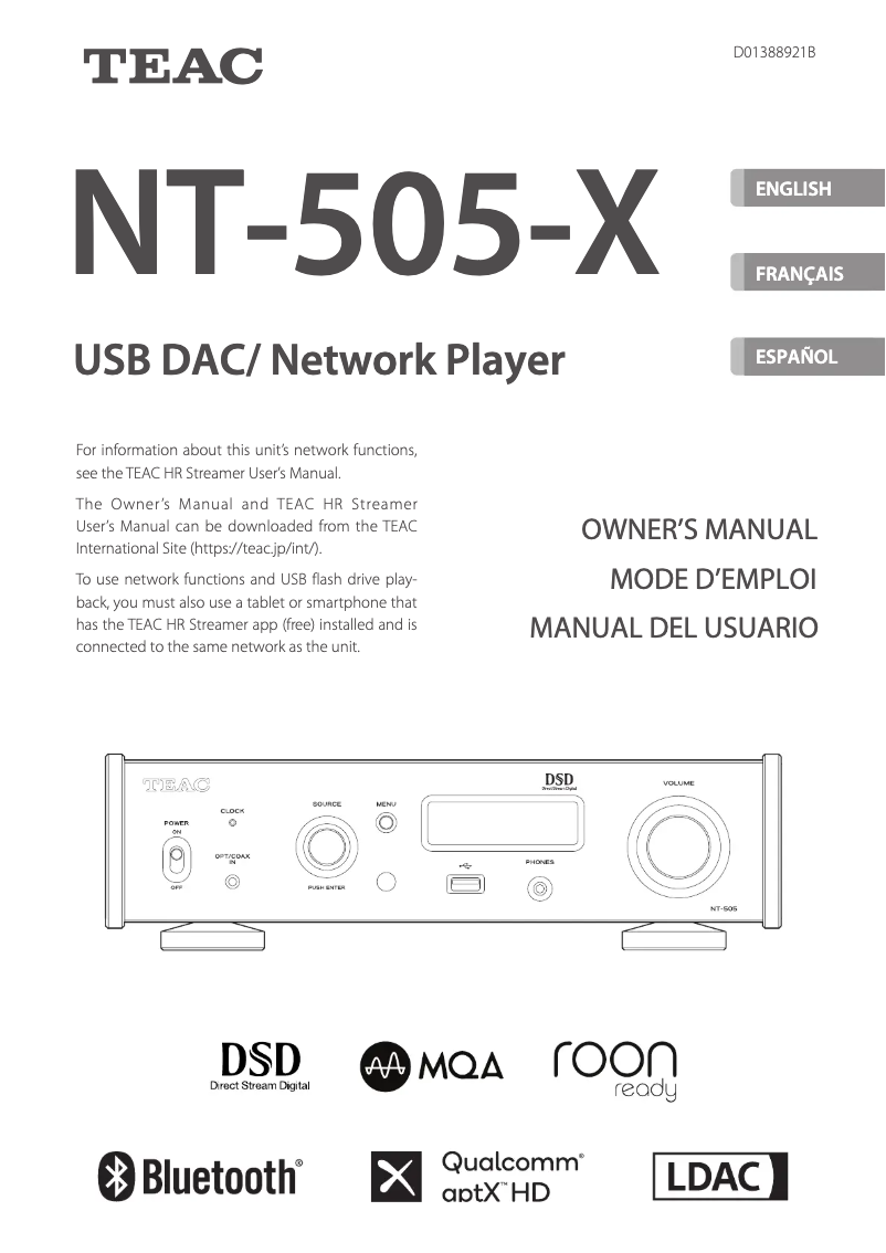 First page image of the manual for NT-505-X