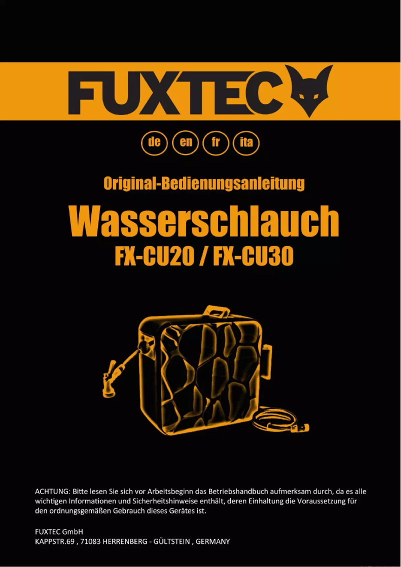 Page 1 of the manual User Manual Fuxtec FX-CU30