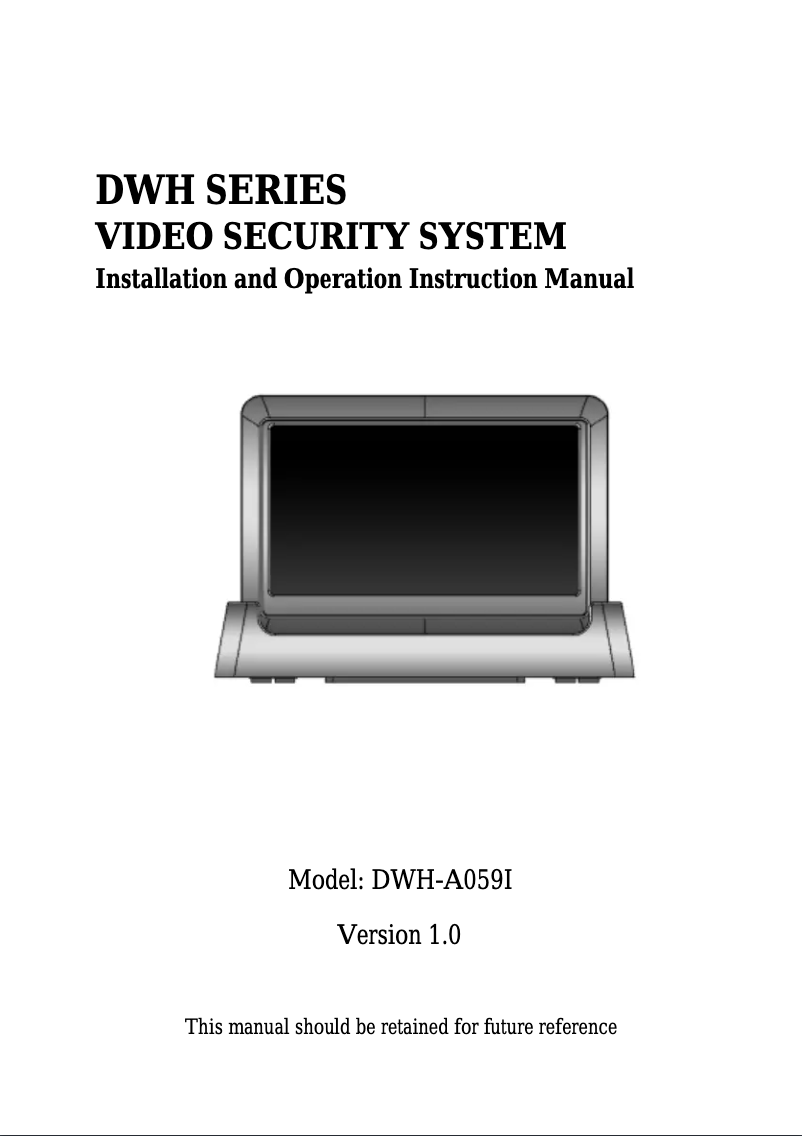 First page image of the manual for DWH-A059I