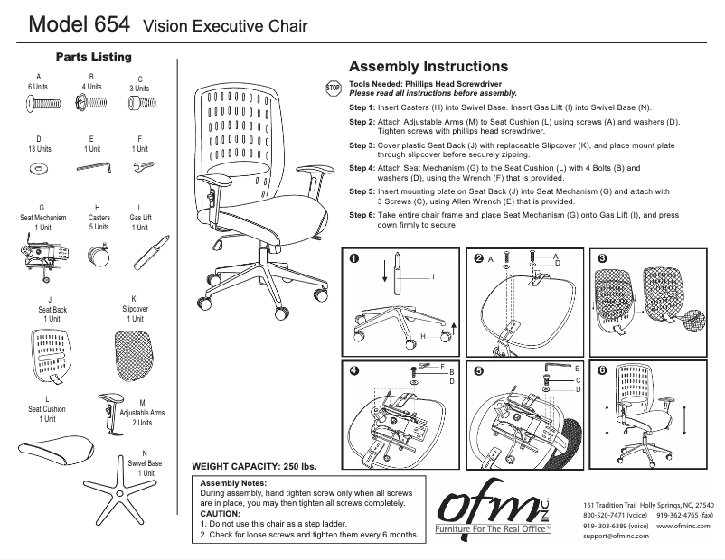 First page image of the manual for Vision Executive 654