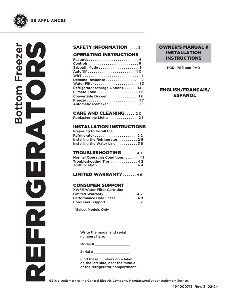 First page image of the manual for P29BYTFS