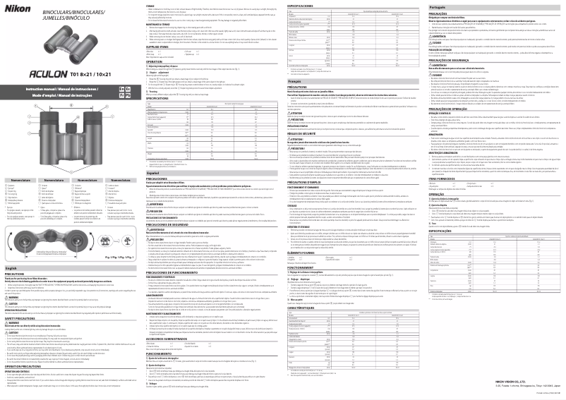 Page 1 de la notice Manuel utilisateur Nikon Aculon T01