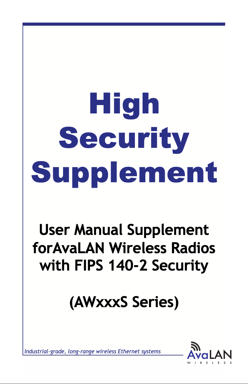 Page 1 of the manual User Manual AvaLAN AW900S
