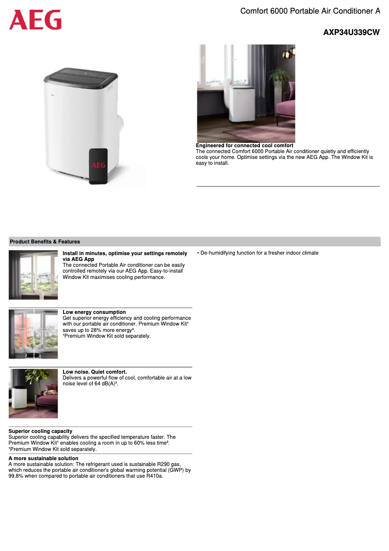 First page image of the manual for AXP34U339CW