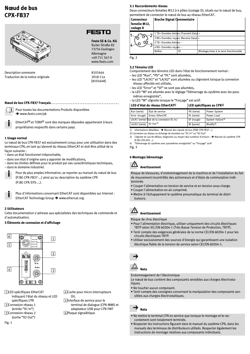 Page 1 of the manual User Manual Festo CPX-FB37