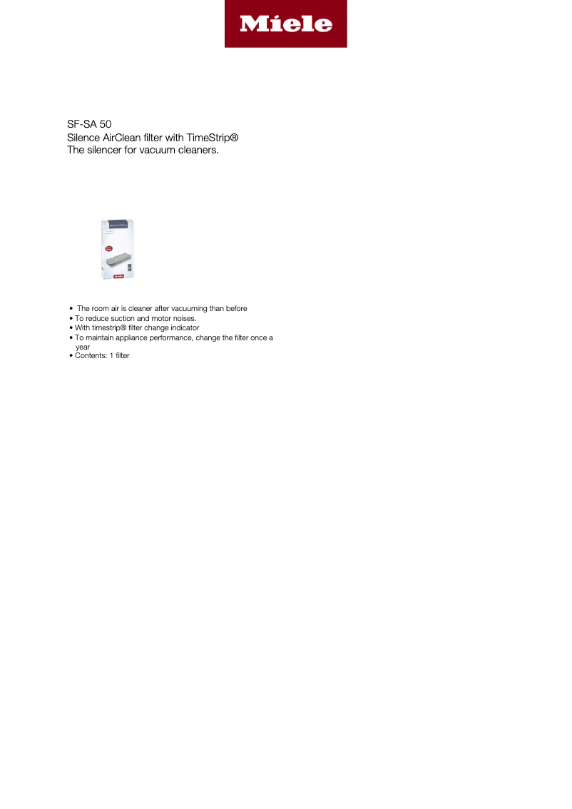 Page 1 of the manual User Manual Miele SA SF 50