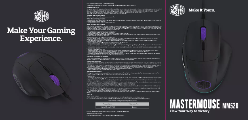 First page image of the manual for MasterMouse MM520