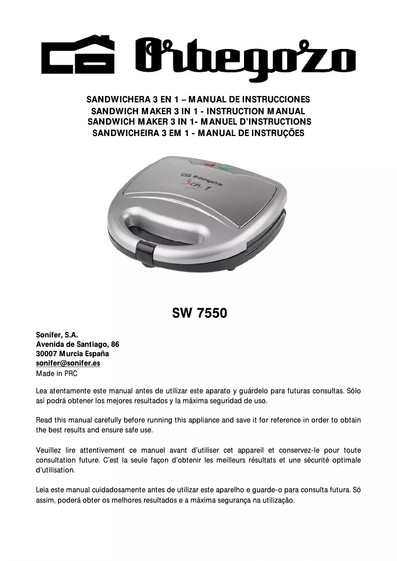 First page image of the manual for SW 7550