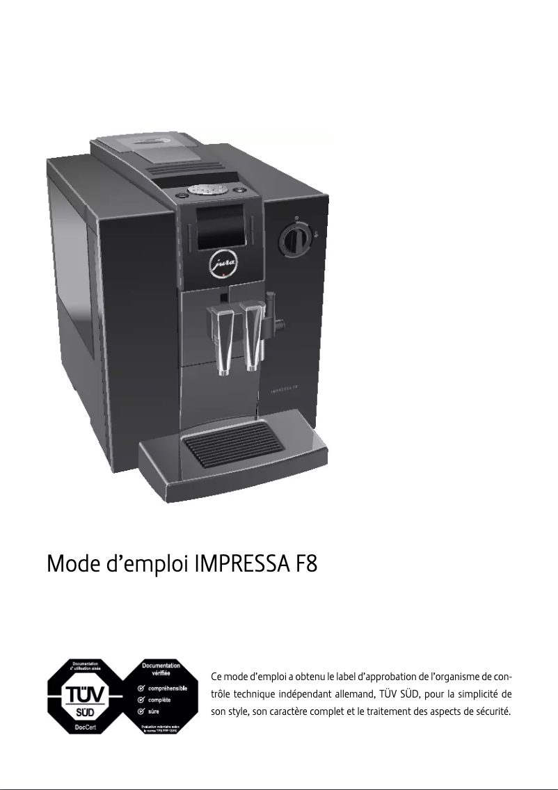 First page image of the manual for Impressa F8 TFT