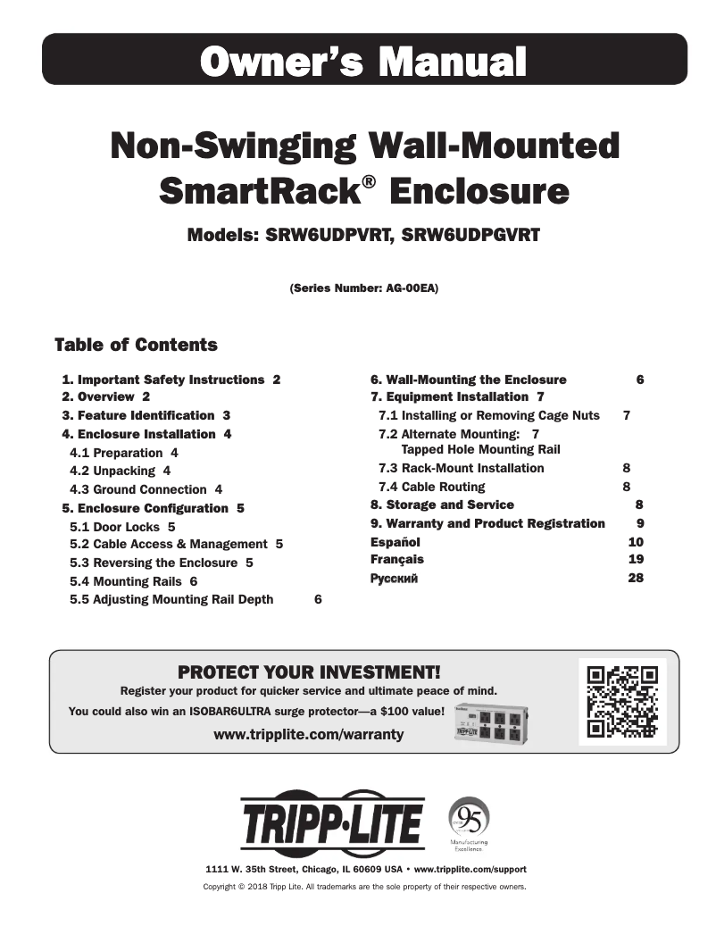 Page 1 of the manual User Manual Tripp Lite SmartRack SRW6UDPGVRT
