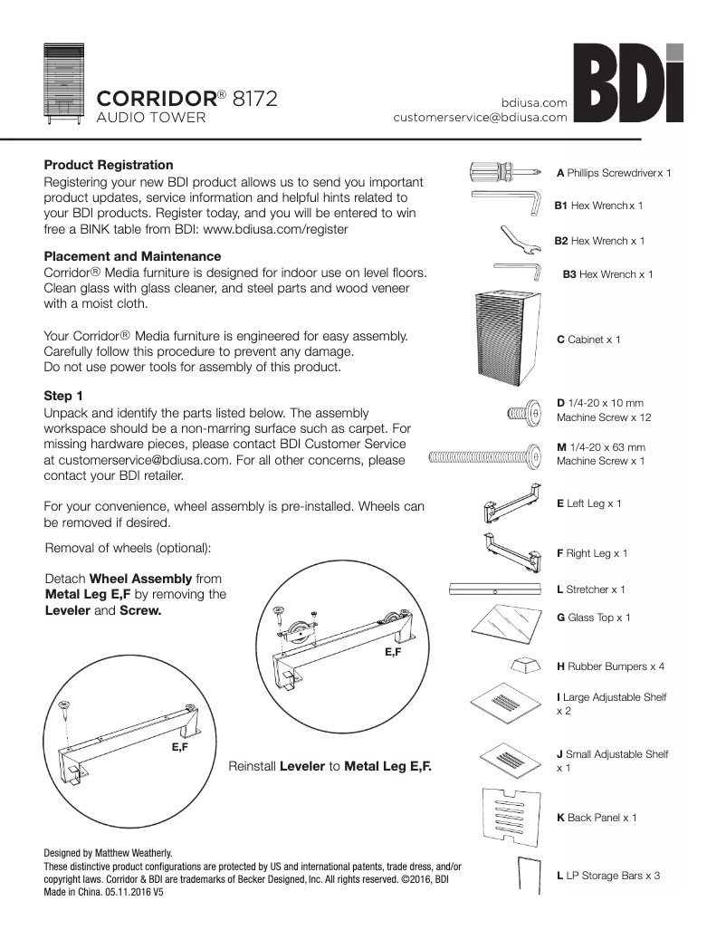 First page image of the manual for Corridor 8172