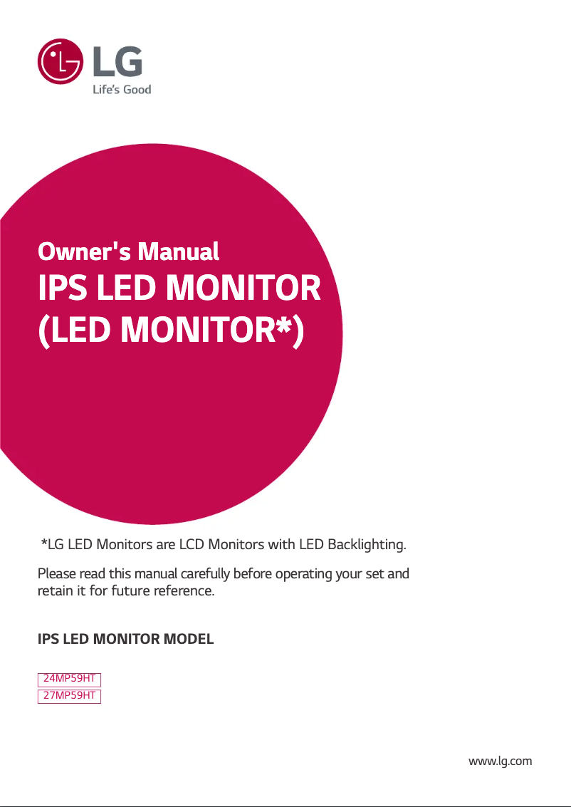 Page 1 of the manual User Manual LG 27MP59HT