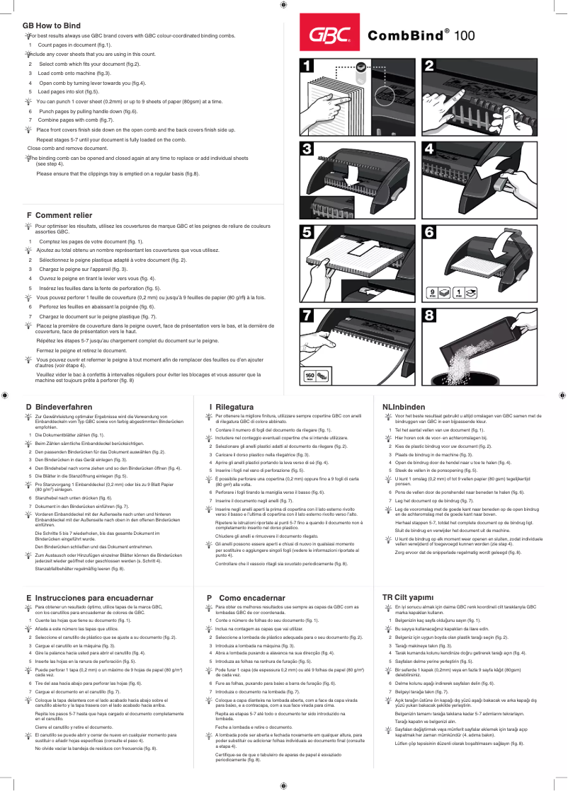 Page 1 of the manual User Manual GBC CombBind C100
