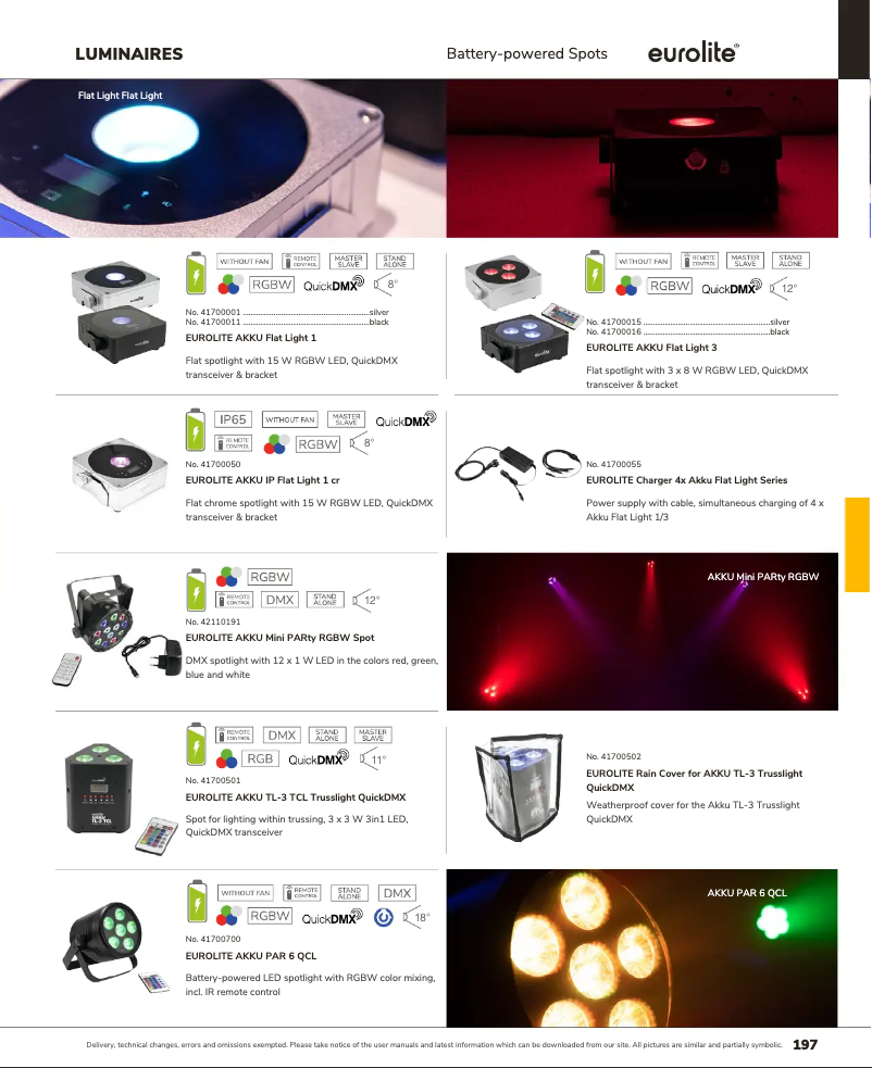 Page 1 of the manual Catalogue Eurolite AKKU IP Flat Light 1
