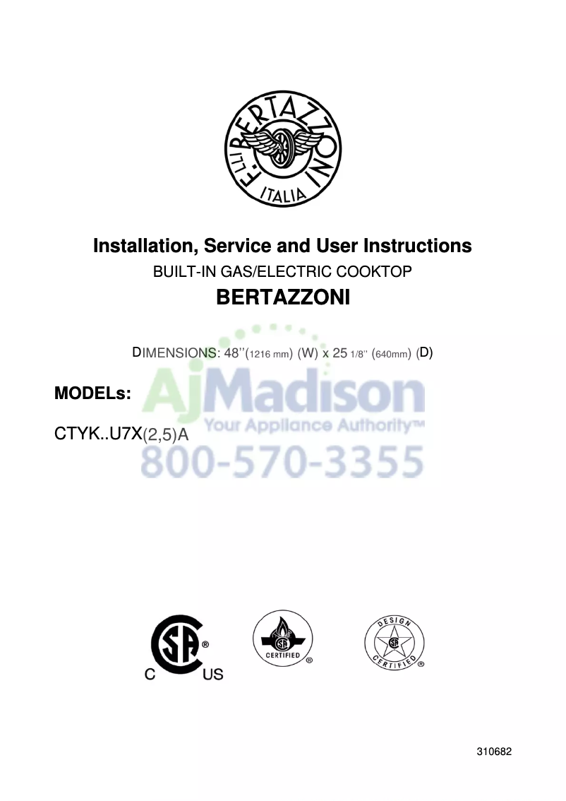 Page 1 of the manual User Manual Bertazzoni CB486G00XLP