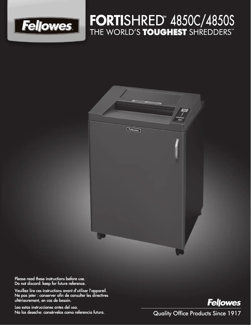 First page image of the manual for Fortishred 4850S