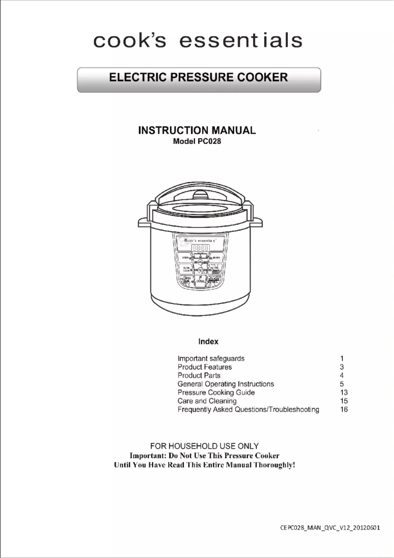 Page 1 of the manual User Manual Cook's essentials PC028