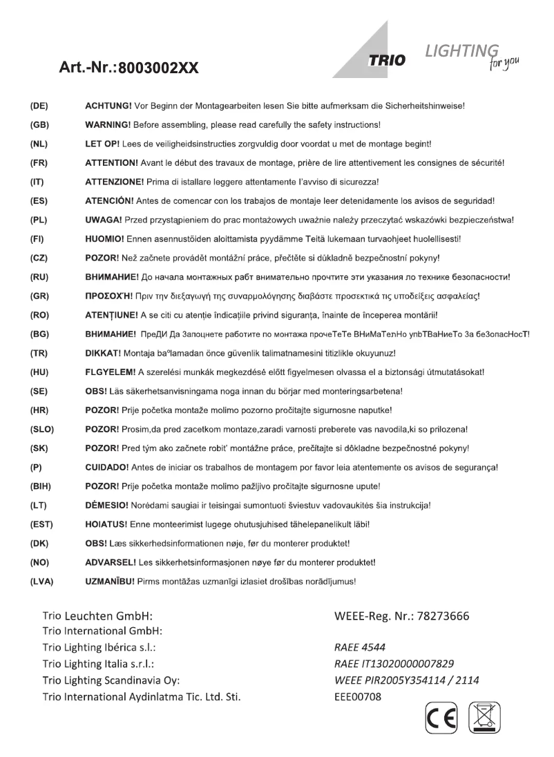 First page image of the manual for Houston 800300211