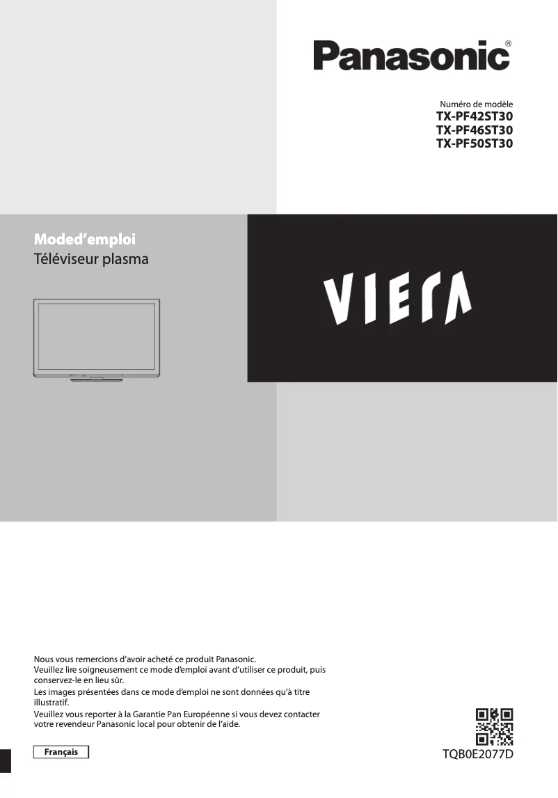 First page image of the manual for TX-PF50ST30