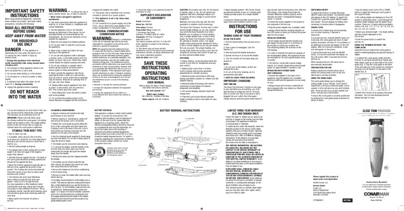 Page 1 of the manual User Manual Conair GMT980