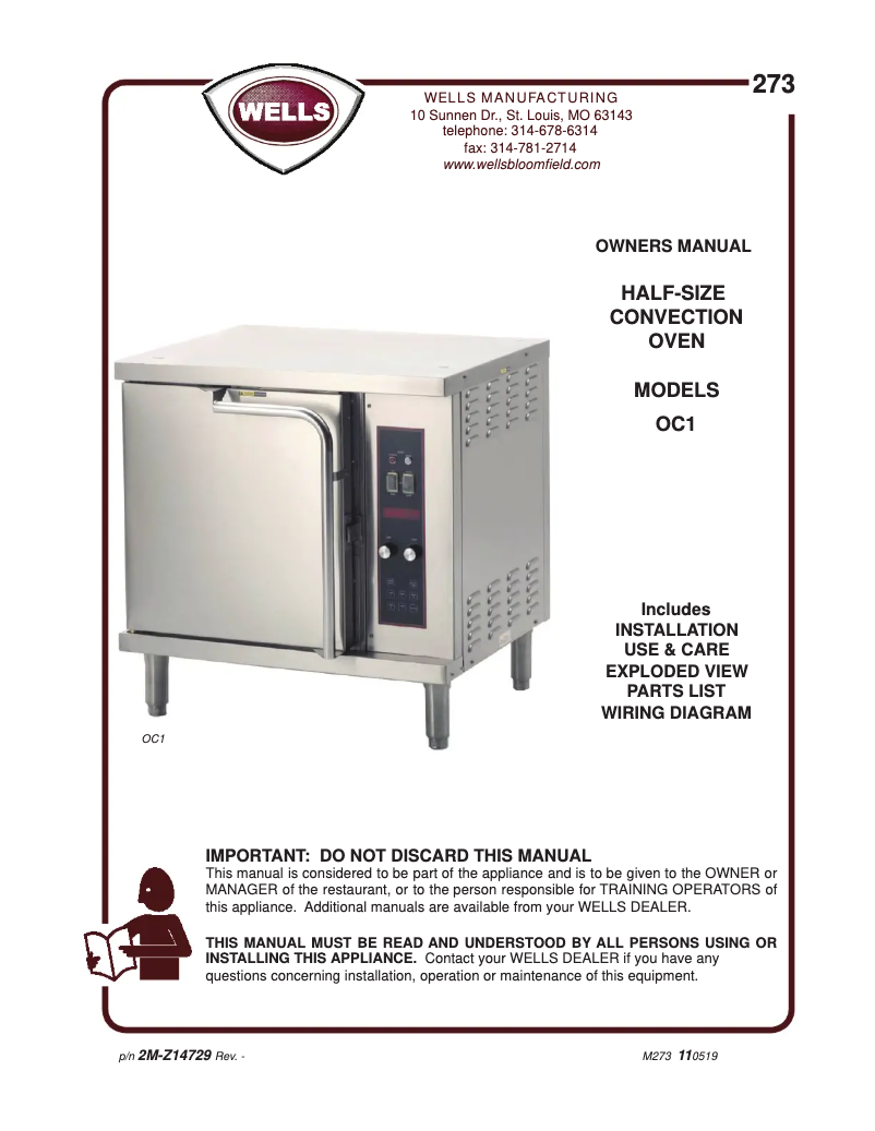 First page image of the manual for OC1