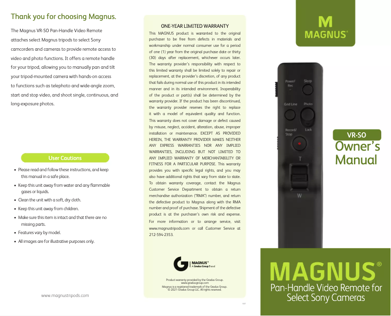 First page image of the manual for VR-SO