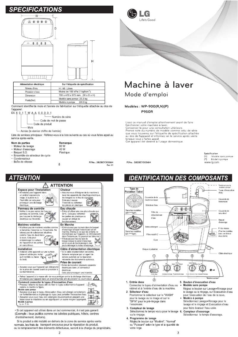 Page 1 of the manual User Manual LG WP-900R