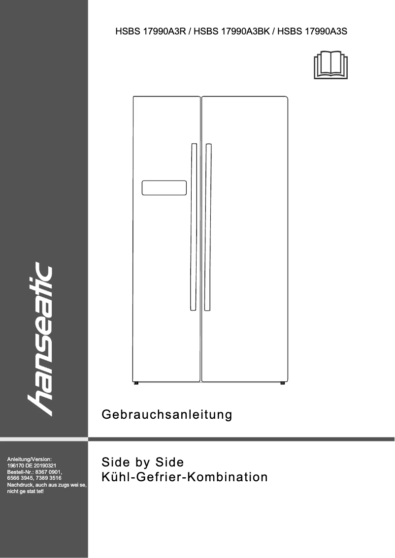 First page image of the manual for HSBS17990A3R