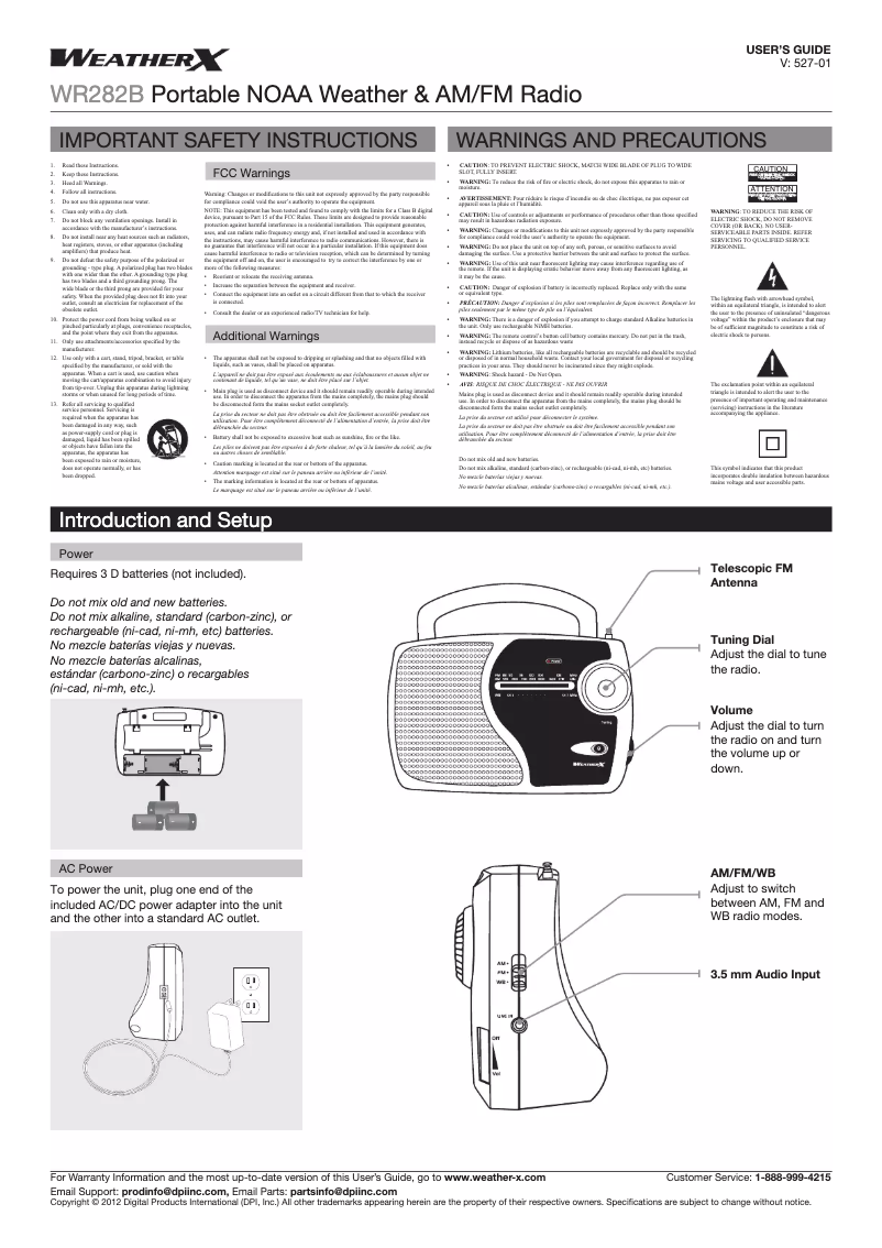 First page image of the manual for WR282B