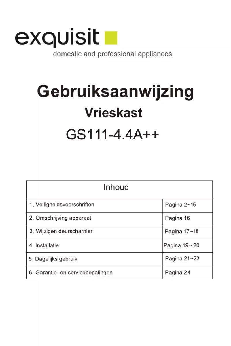 Page 1 of the manual User Manual Exquisit GS111-4.4A++