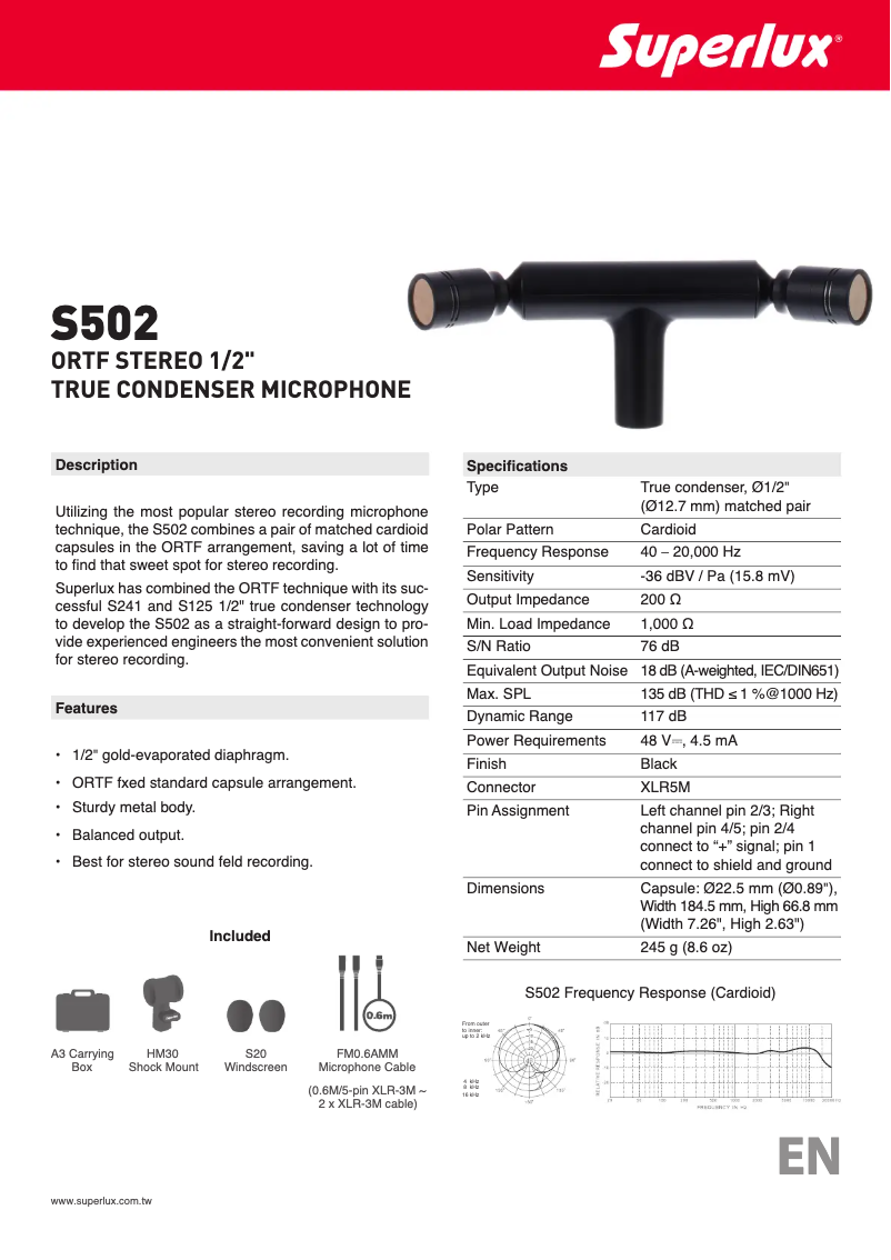 Page 1 of the manual User Manual Superlux S502