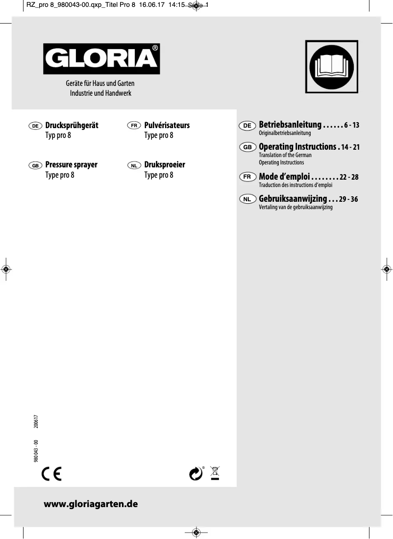 Page 1 of the manual User Manual GLORIA Pro 8