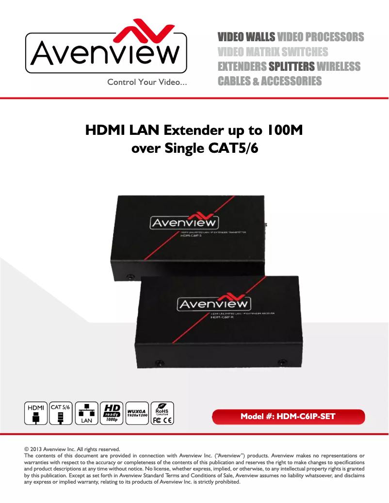 Page 1 de la notice Manuel utilisateur Avenview HDM-C6IP-SET