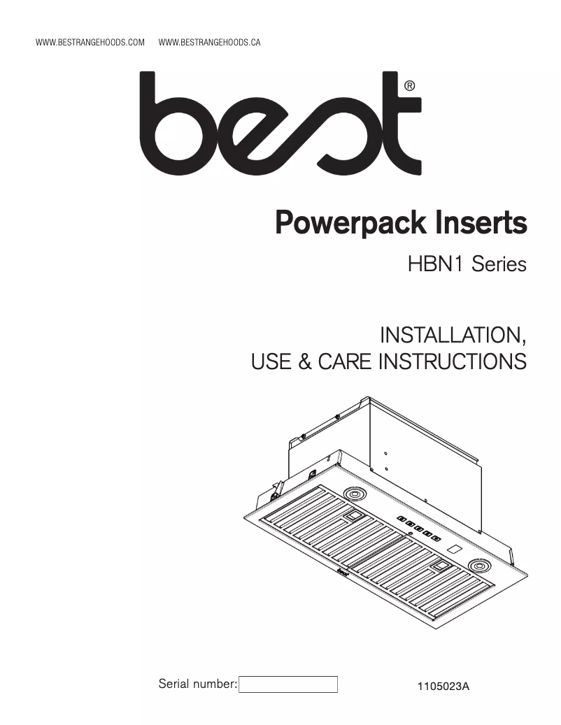 Page 1 of the manual Installation Guide Best HBN1246SS