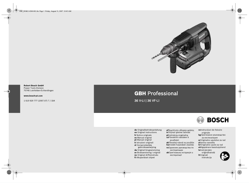 First page image of the manual for GBH 36 V-LI