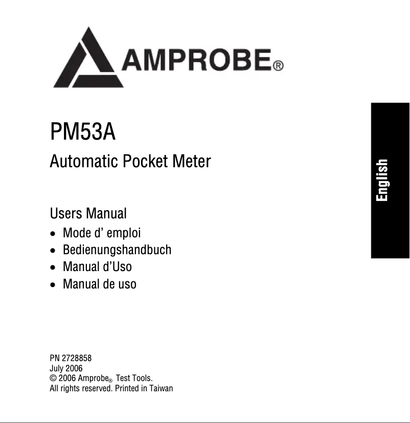 First page image of the manual for PM53A