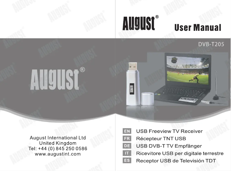 Page 1 of the manual User Manual August DVB-T205